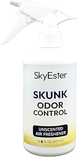 Skunk Odor Control - Unscented Air Freshener - Pet-Safe Odor Eliminator Spray - Instant and Non-Irritating - Colorless Formula for Stain-Free Odor Removal - Safe for Home and Pet Areas