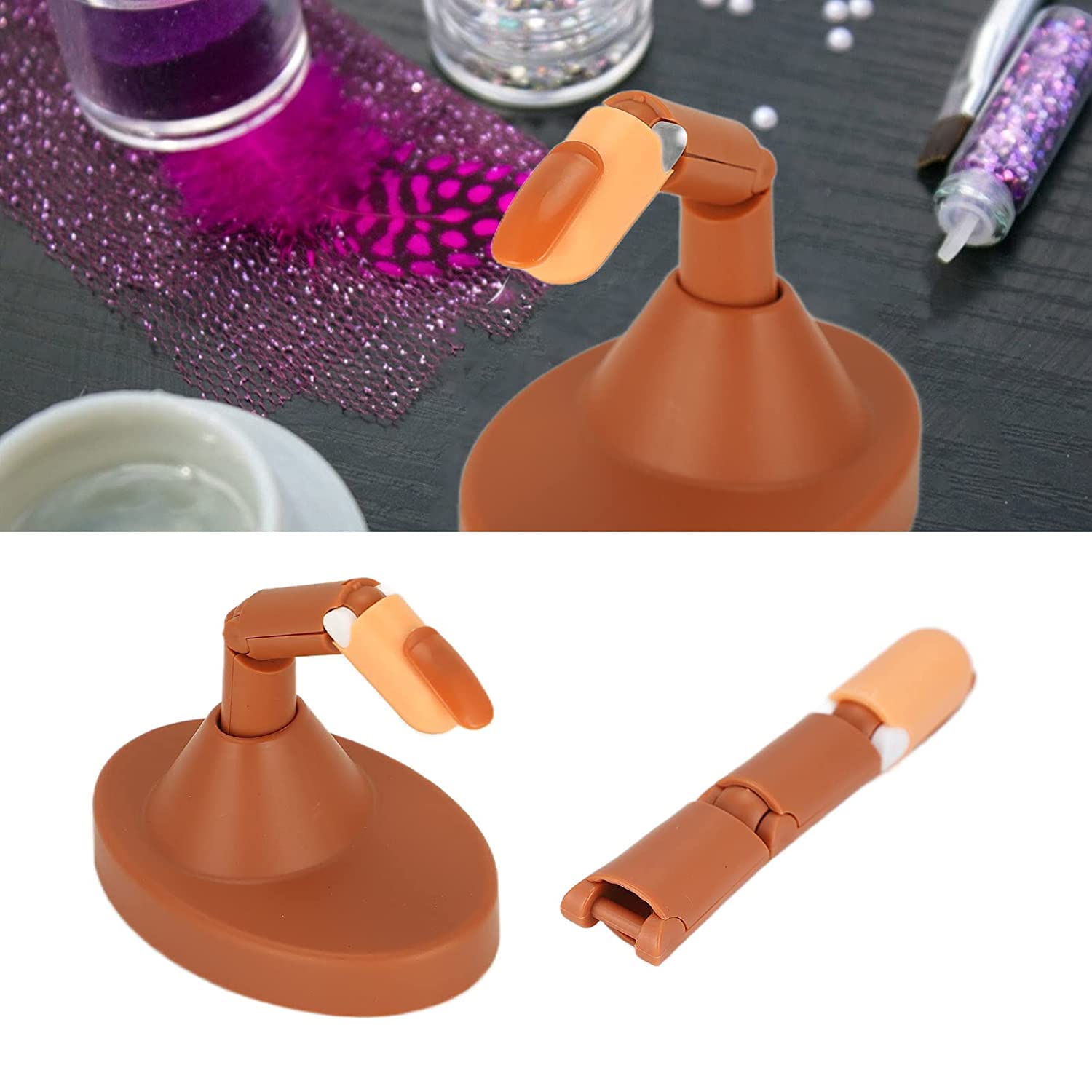 Store2508 Nail Art Training Practice Fingers 3 Pcs Set with 100 Practice Nail Tips 1