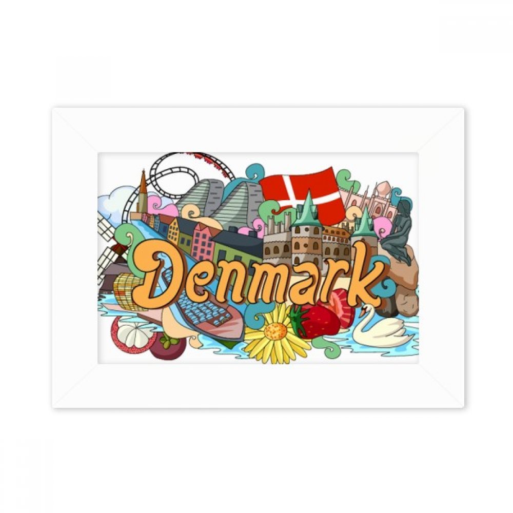 Cadre Photo Blanc de Bureau 5x7 Image Art Peinture Château Frederiksborg Danemark