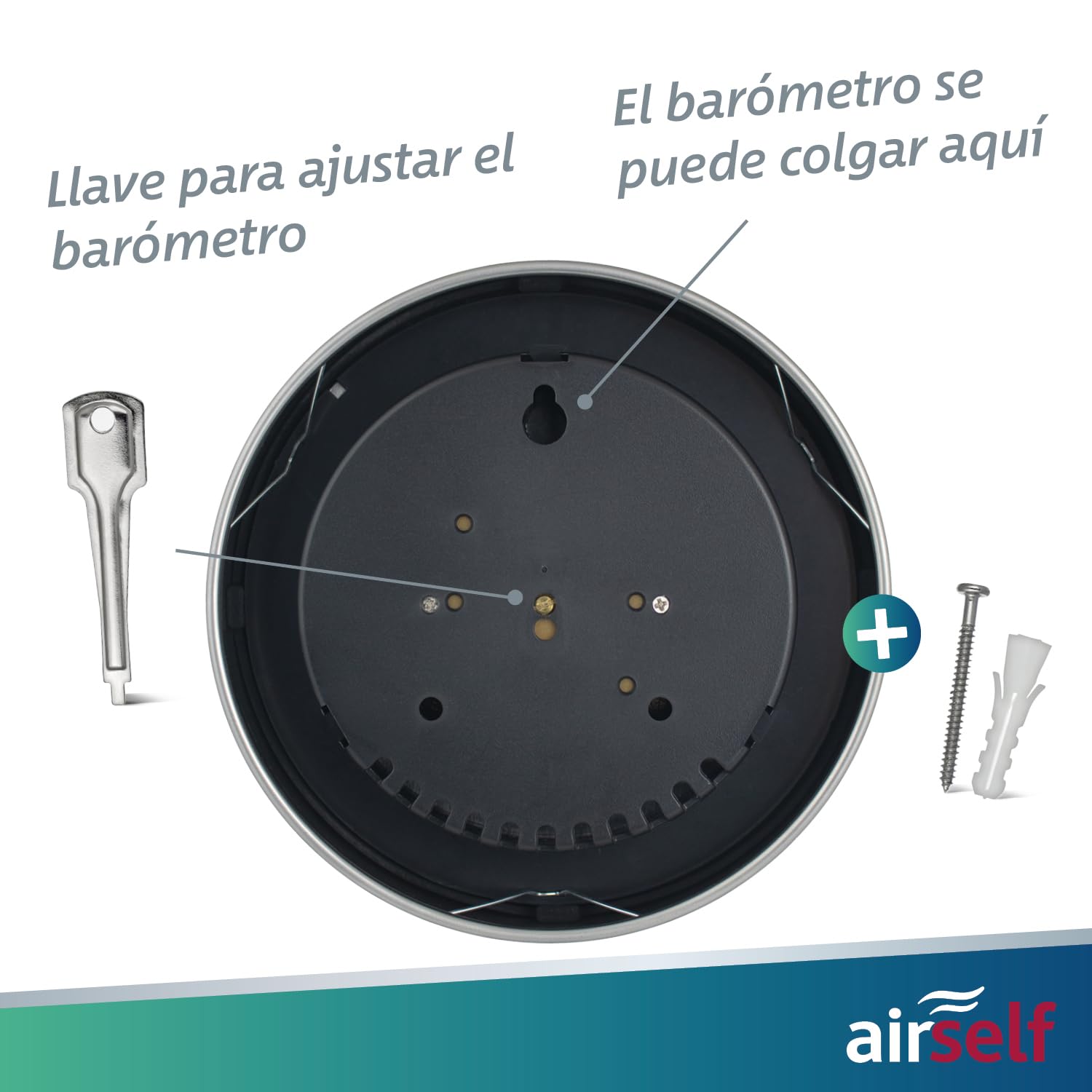airself Estación meteorológica analógica para Interiores y Exteriores - con barómetro, termómetro, higrómetro - Acero Inoxidable