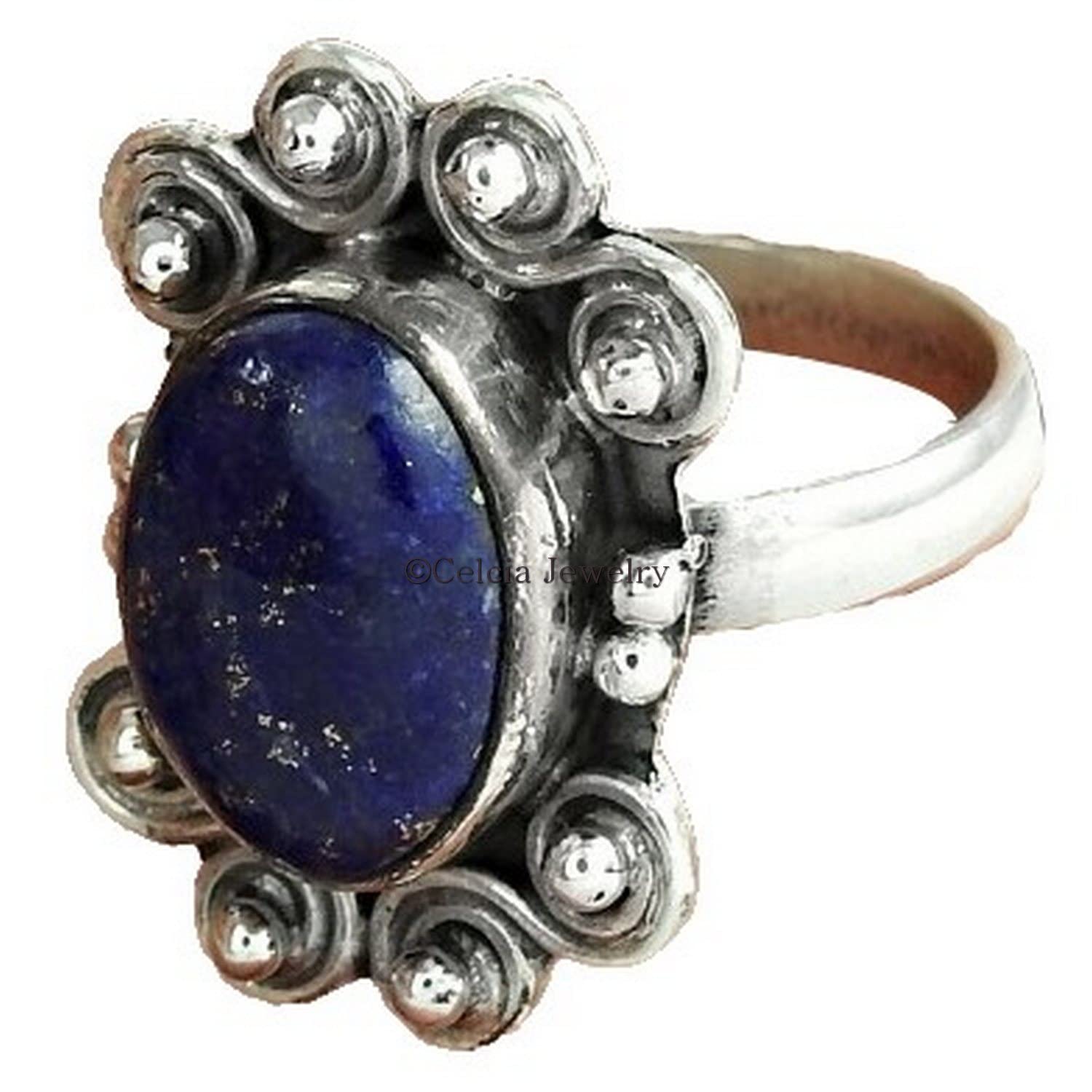Anello da donna blu di lapislazzuli, anello etnico, anello regali da sposa, anello elegante, anello adorabile, regali migliori amici, anello Boho, regali per la festa della mamma (lapislazzuli)