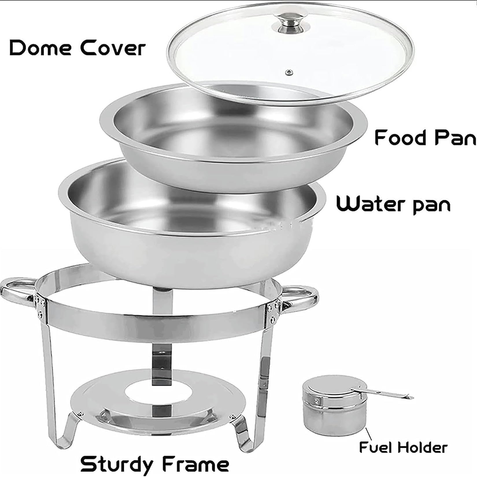 Acciaio Inossidabile Chafing Dish Buffet Set, Lid 3.5 Litre Cibo Scaldabagno Catering, con Coperchi Pentole per Servire per Catering Ristoranti Feste Matrimoni （Rullo Bordo Design）