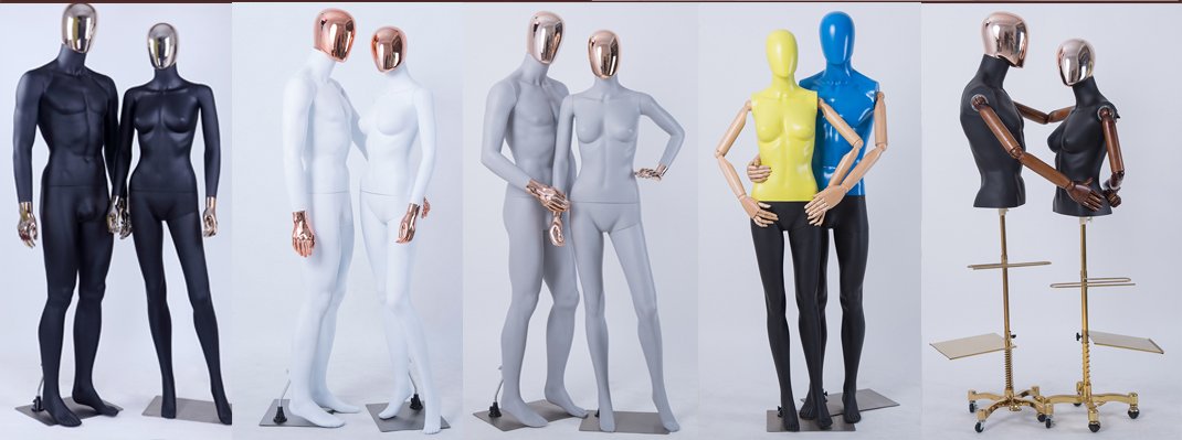 Mannequin abstrait Eurohandisplay - Tête galvanisée, mains - Homme et femme, Mann, M1-M1-1-DD