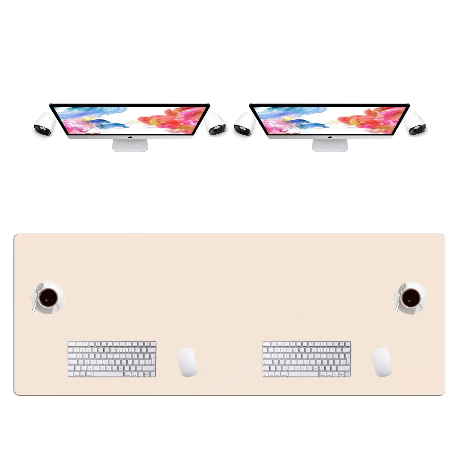 LL-COEUR Extra Large PU Leather Desk Mat Large Mouse Pad XXL Waterproof Table Mat Office Laptop Writing Pad (63 x 23.6 inch, Apricot)