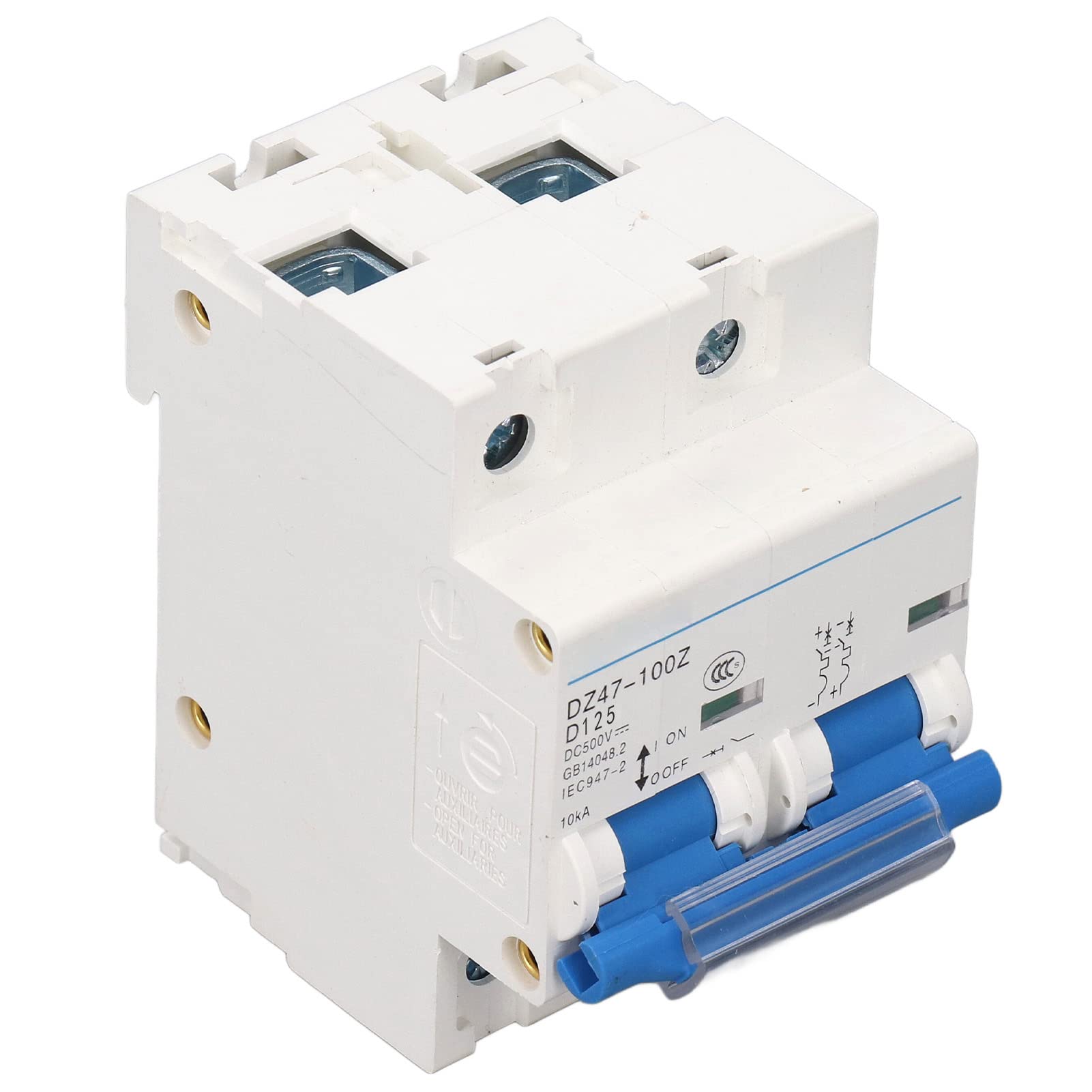 Disyuntor en Miniatura DC 500V 36mm Riel DIN Mini Interruptor de Desconexión de CC 10KA Capacidad de Ruptura para Sistema de Energía Solar Disyuntor de CC (125A)