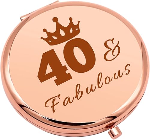 Regalos de cumpleaños número 40 para mujeres, regalos de cumpleaños de 40 años para mujeres, espejo de maquillaje compacto para mamá, esposa, tía,