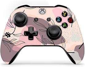 Controller Skin Compatible with Xbox One S and Xbox One X, 3M Vinyl Sticker Technology, Boho Pink Vintage Botanical Leaves Forrest Leaves Fall, Durable, 1 Skin, Made in The USA