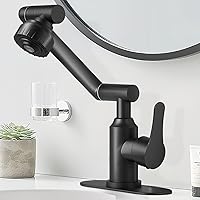 FunnyAir Matte Black Bathroom Faucet - 1080° Rotatable Stainless Steel Sink Faucet, 1/3 Hole Single Handle, 2 Spray Modes