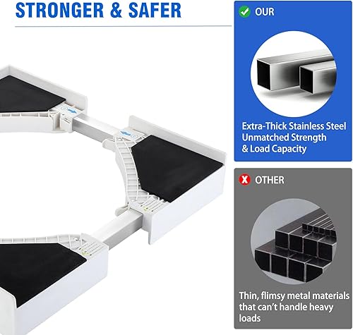 Miniatura 3 de Kit de apilamiento universal para lavadora y secadora para máquinas de carga frontal de 24 a 29 pulgadas con marco ajustable y correas de trinquete,
