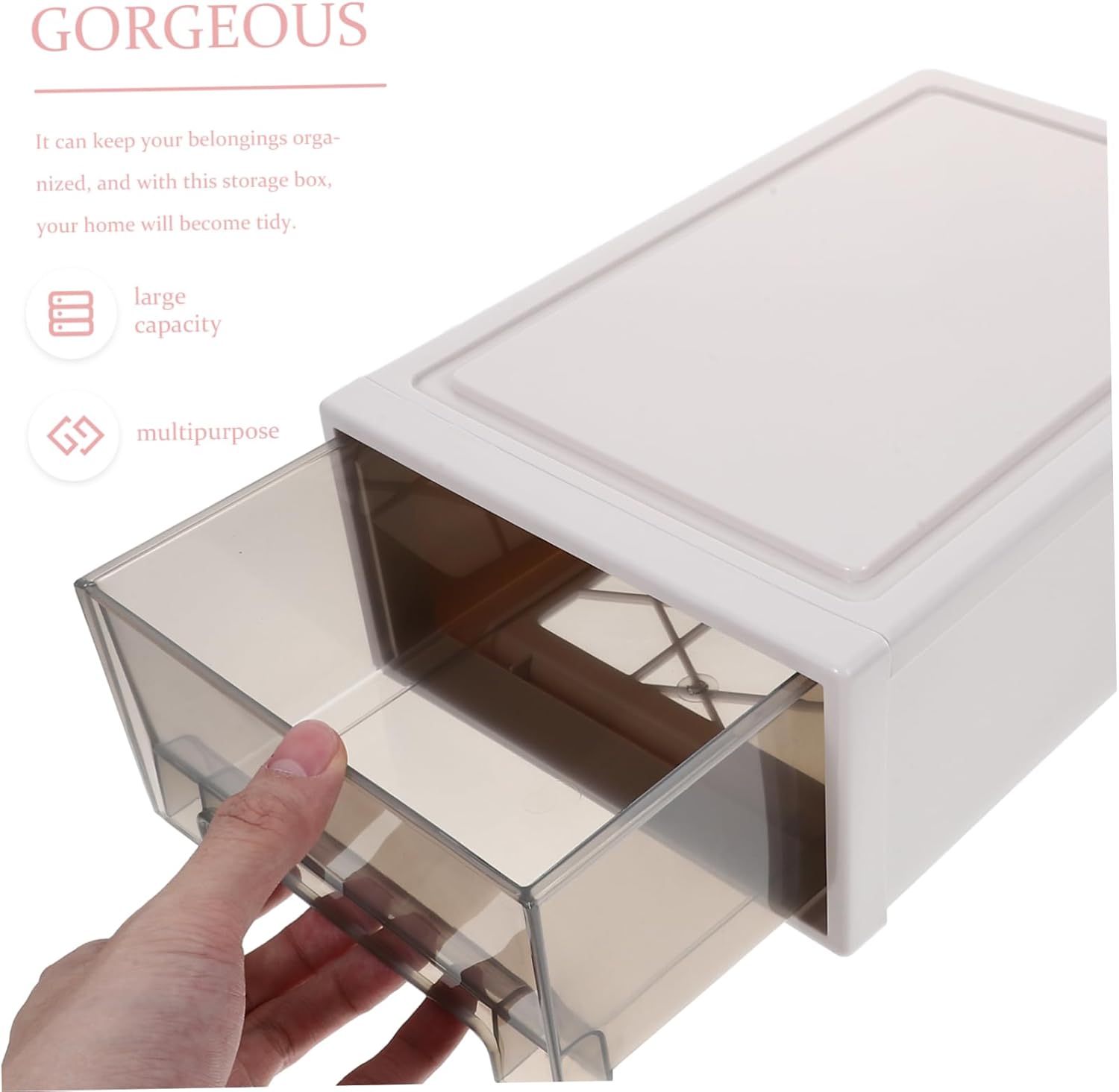 Zerodeko 2Pcs Plastic Drawer Storage Organizers Clothing Storage Bins with Transparent Window for Easy Access for Home Dormitory Hotel Use Tea Color