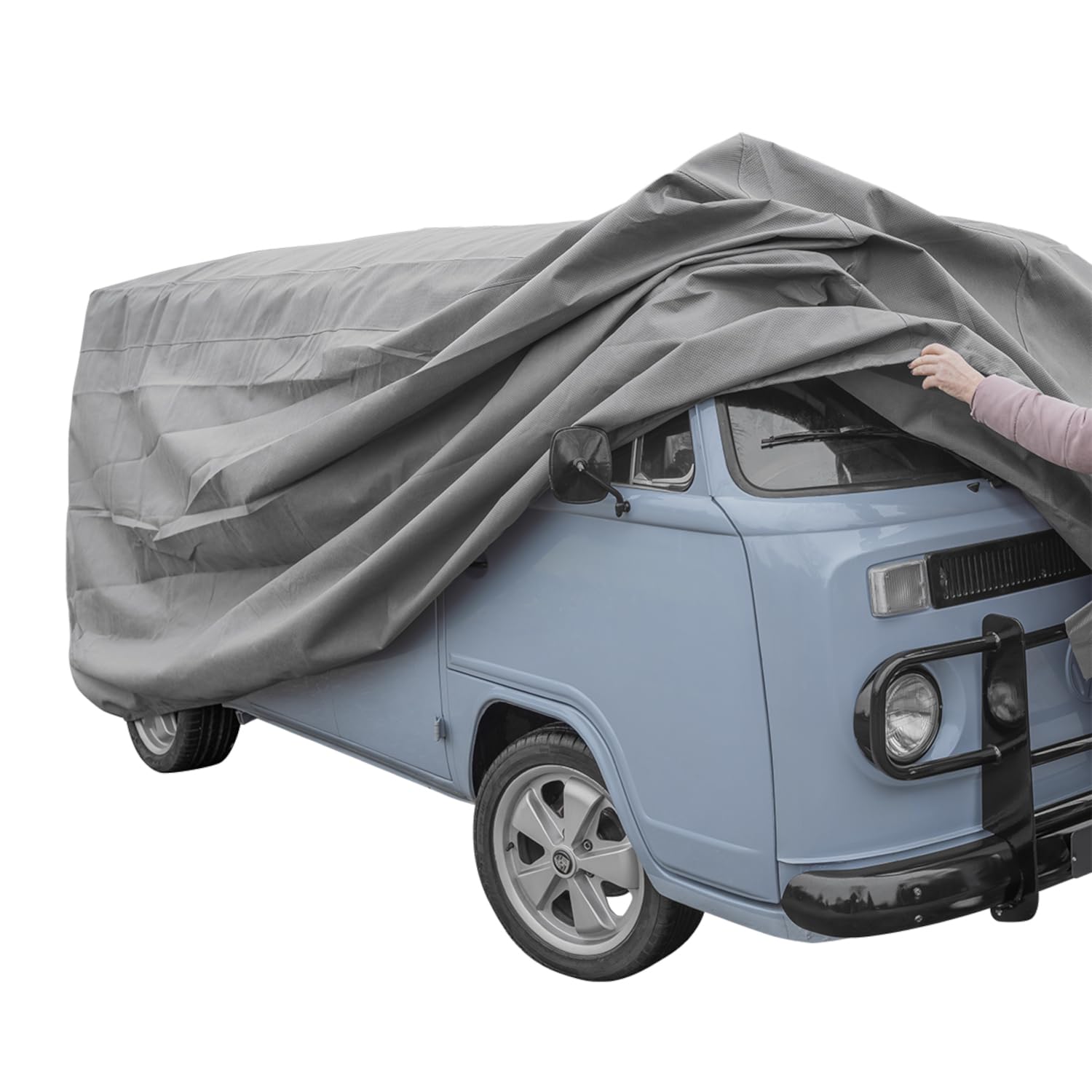 Pokrowiec ochronny do przyczepy kempingowej 615 x 210 x 227 – wysokiej jakości plandeka ochronna kompatybilna z T1/T2/T3, rok prod. 1950 do 1992, bez wysokiego dachu