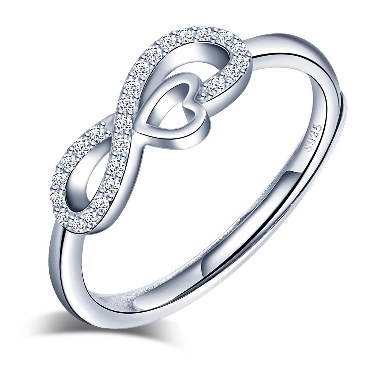 Bague En Argent 925/1000 Et Zircon Transparent, Taille 54, Neuve Sans Boîte