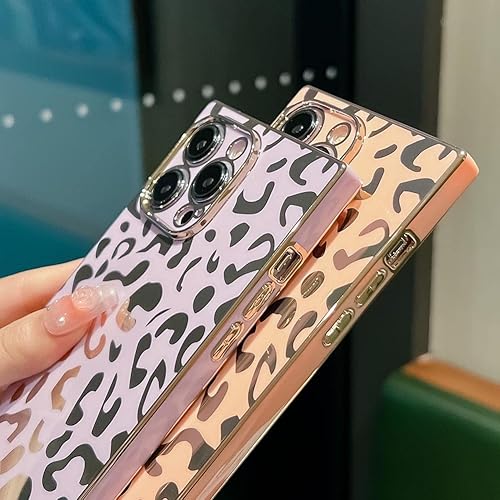 Miniatura 3 de KERZZIL Elegante funda compatible con iPhone 14 Pro Max con borde cuadrado, bonito diseño de leopardo de lujo, protector de cámara, TPU suave, a