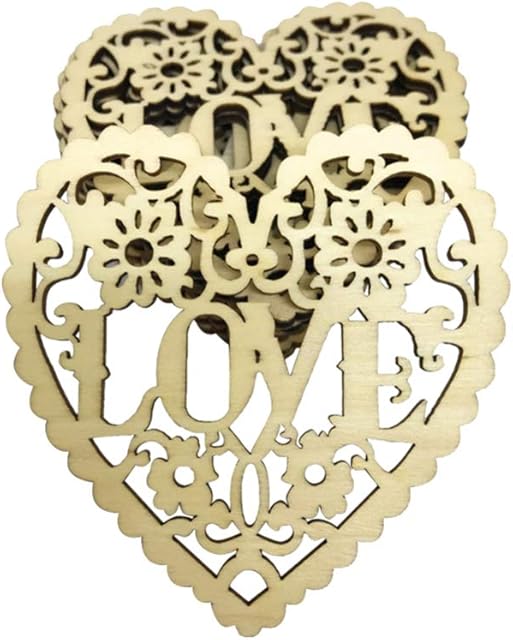 MILISTEN 20 Pcs Valentines Day Wooden Heart Ornaments Hanging Love Heart Shaped Cutouts Wood Heart Tags Embellishment Wedding Party Decoration