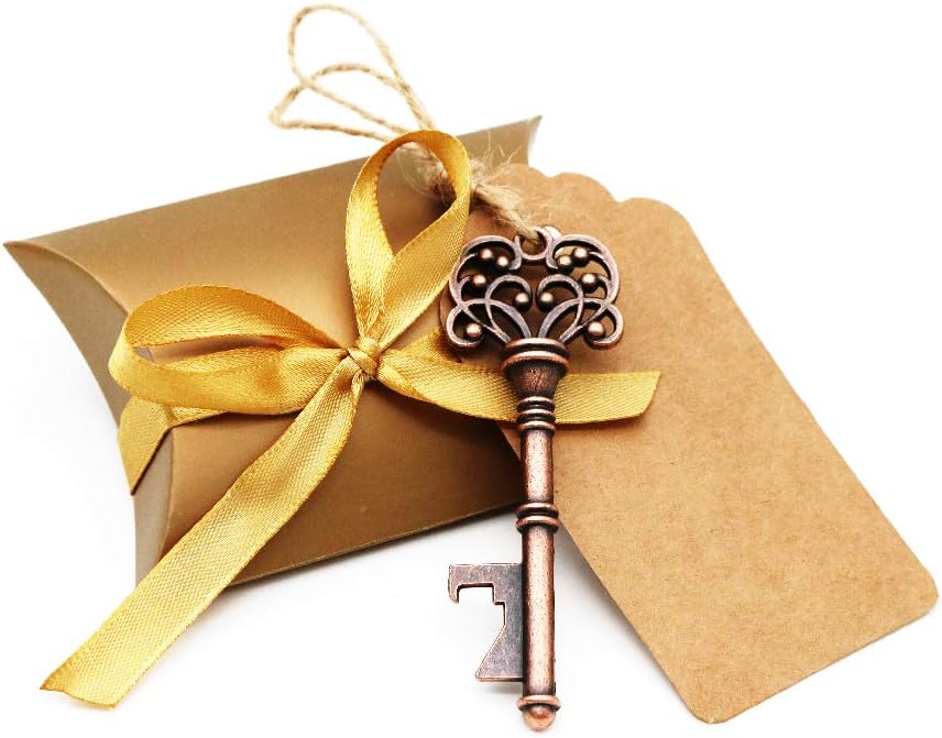 BITEYI 30 Pcs Wedding Favour Skeleton Key Bottle Opener with Tag Cards and Candy Box,Souvenirs for Wedding and Party (Style 2)