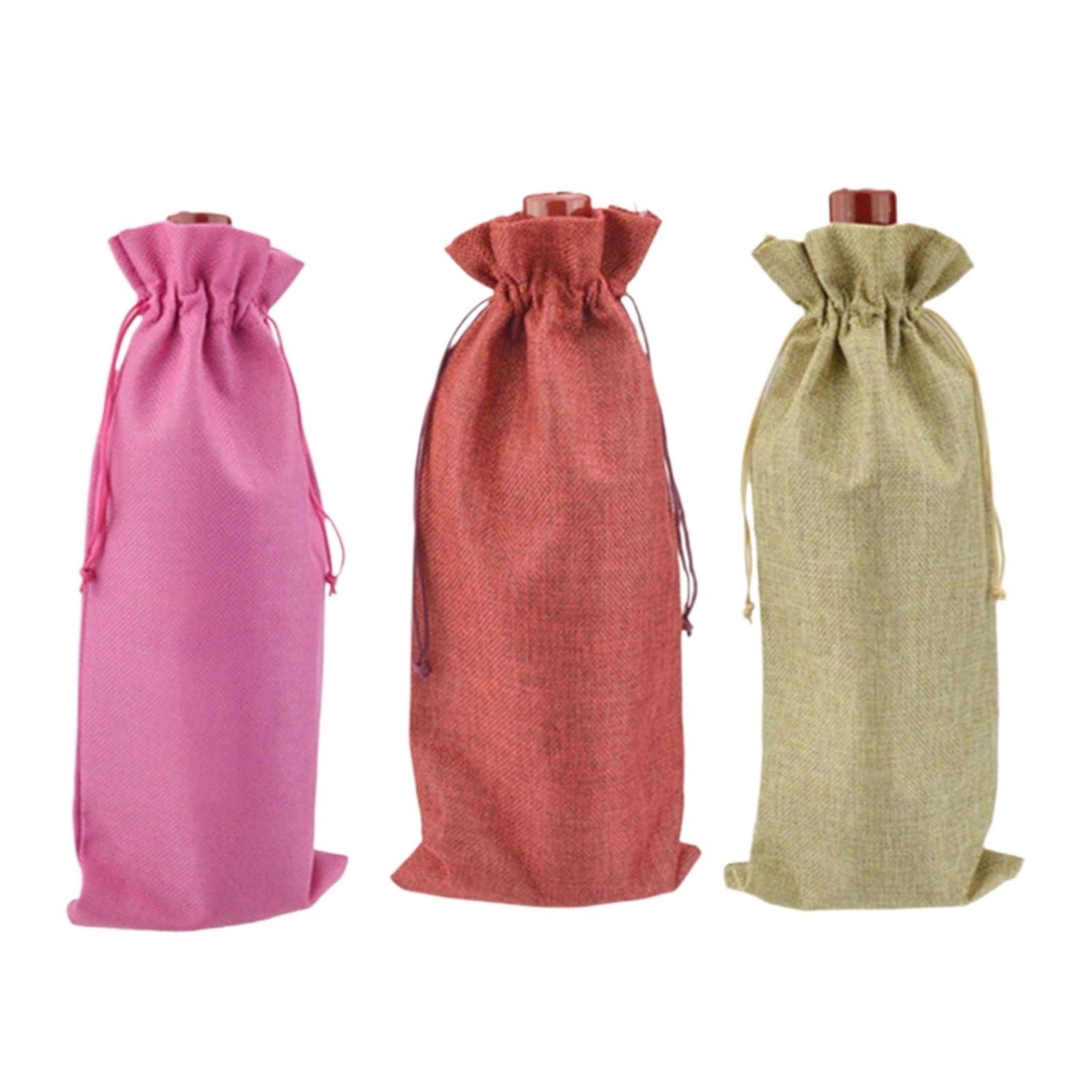 Lot de 12 sacs à vin en toile de jute pour bouteille de vin, champagne, pochette d'emballage pour fête de mariage, couleur aléatoire, One Size, Style unique