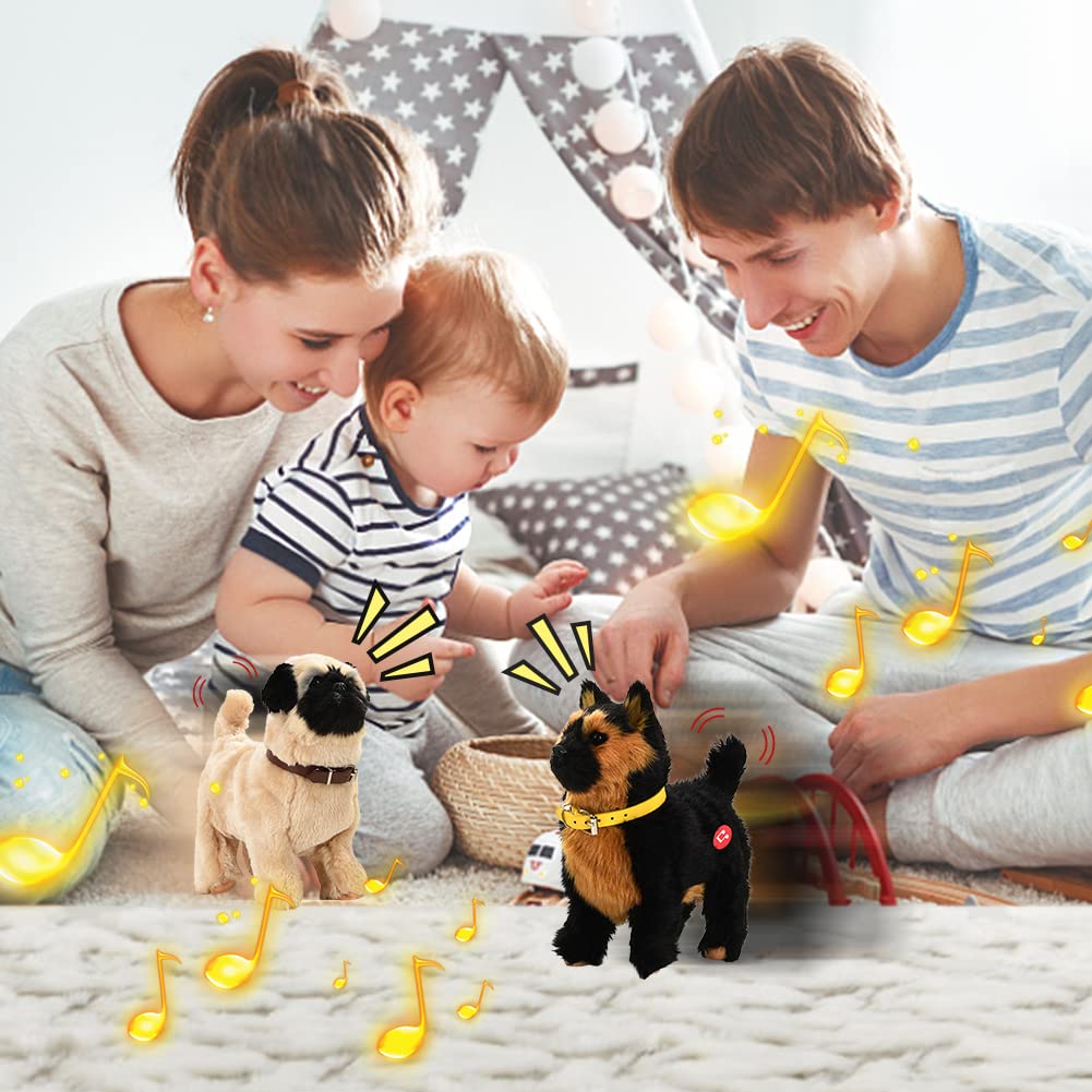 Stimmungs Chien Jouet Enfant, Chien Interactifs Qui Marche Et Aboie,Remue La Queue,Peluche Chien