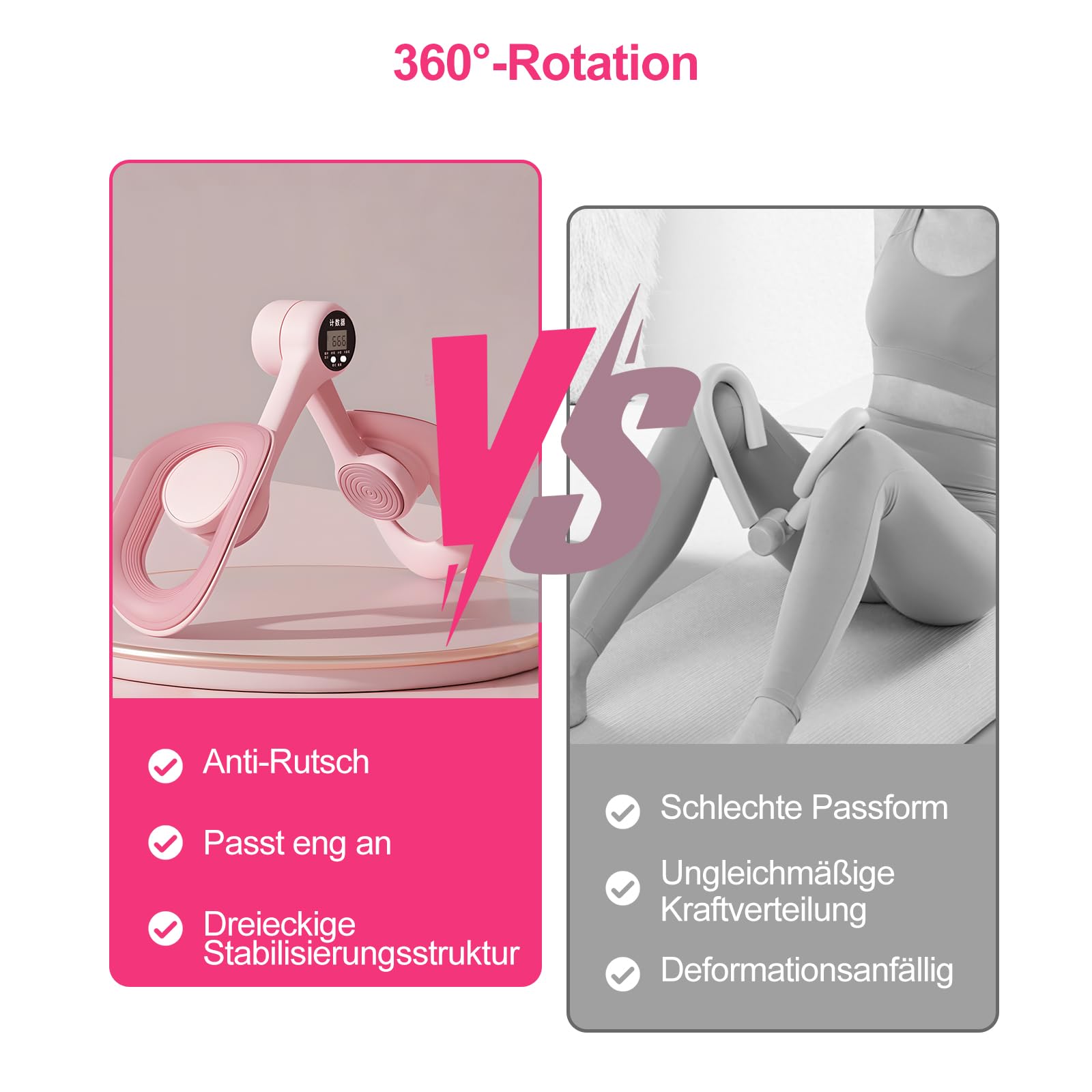 Beckenboden Trainingsgerät - Sportgeräte Zuhause zum Training der Oberschenkel, Oberschenkeltrainer mit Anti Rutsch Design, Postpartum Beckenbodentrainer mit Einem Elastischen Stretchband