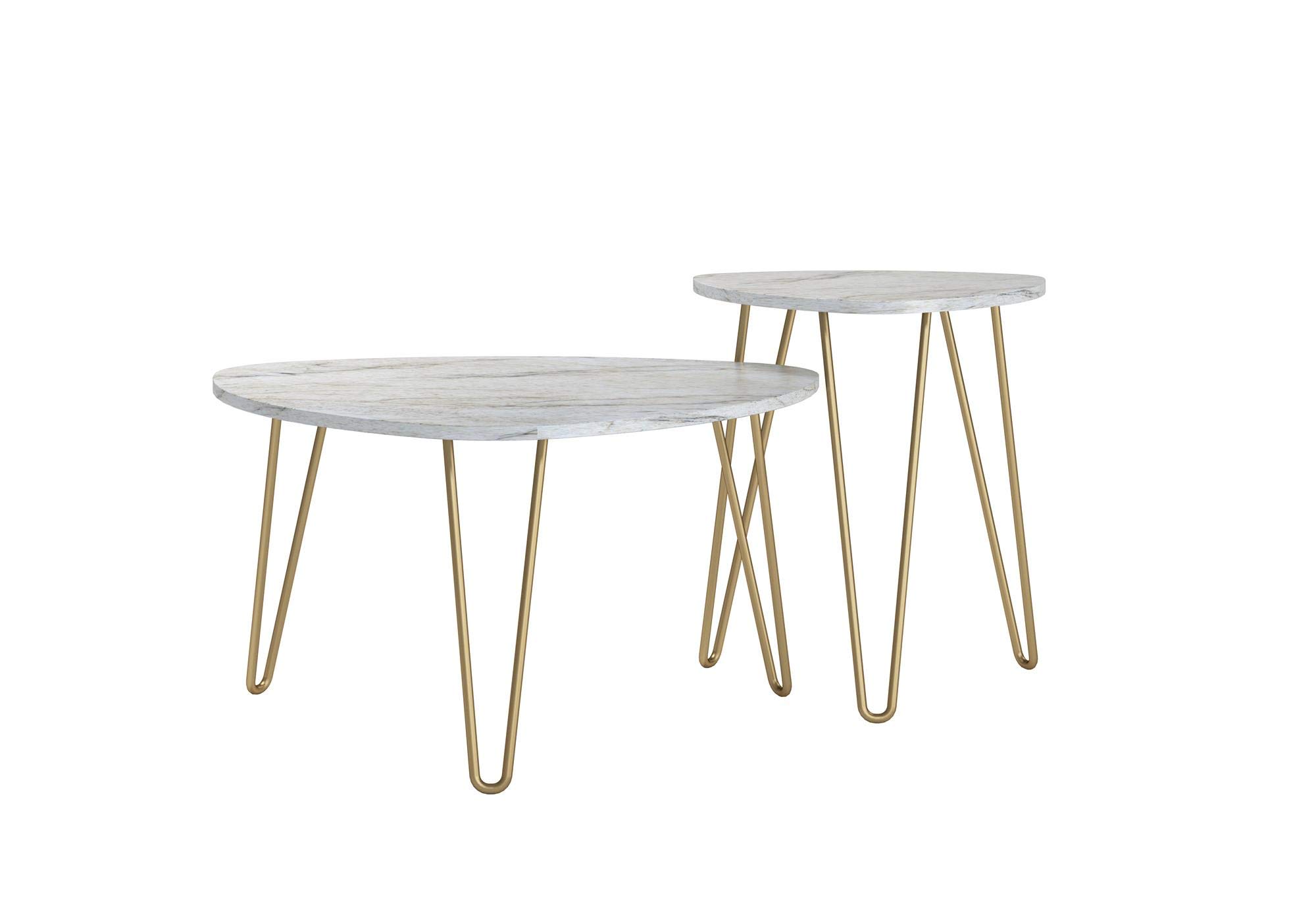 Novogratz Athena Nesting Tables White Marble Look