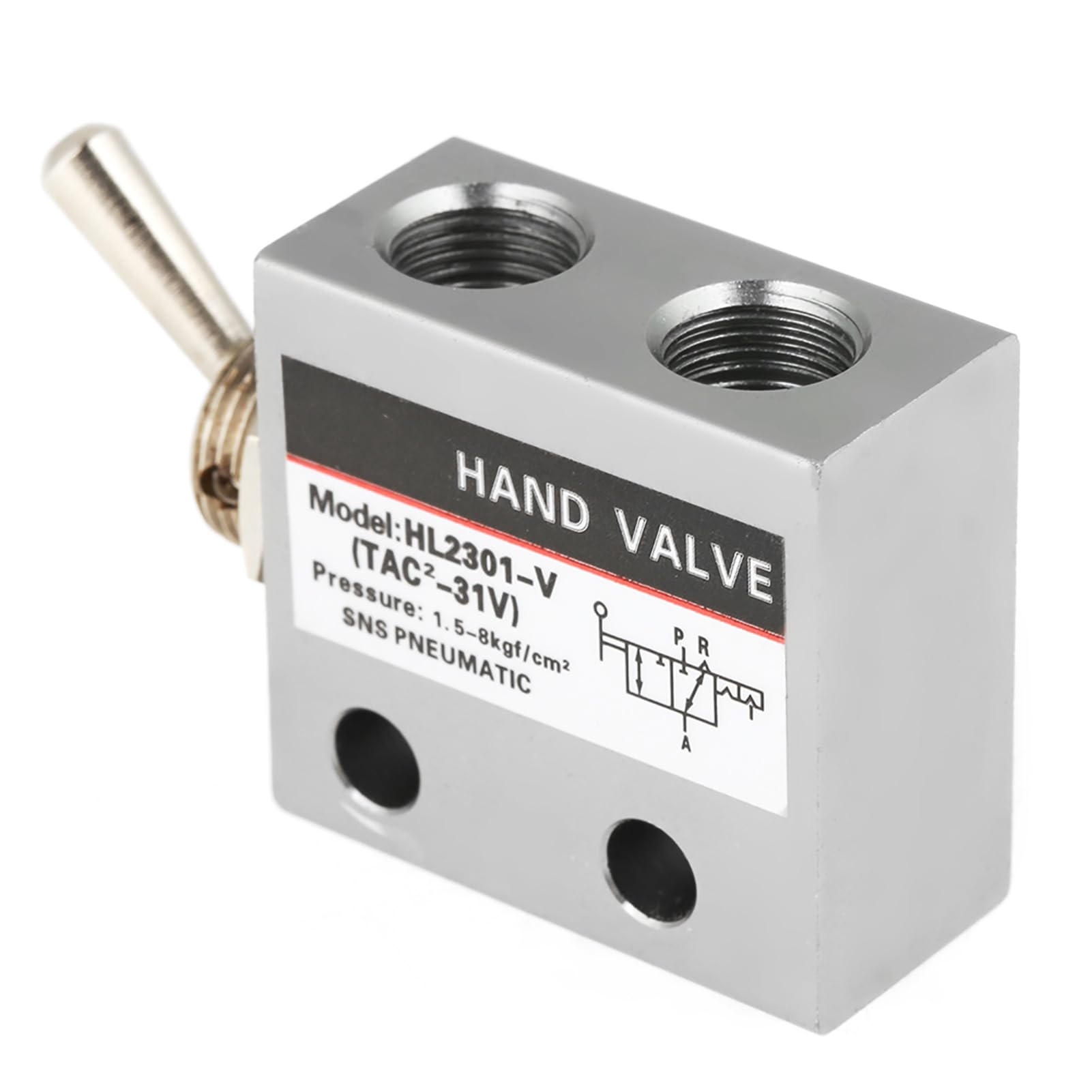 Valvola Meccanica Pneumatica con Interruttore a Levetta a 3 Posizioni e 2 Porte, Comando Manuale, Funzionamento Conveniente, Manopola Rotonda in Metallo, Struttura Semplice,