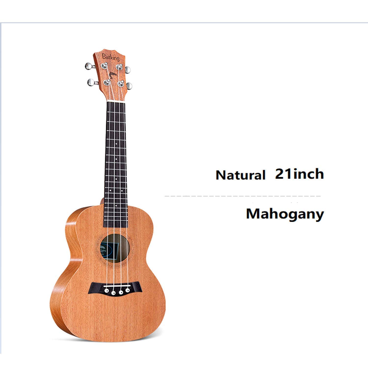 Ukulele soprano con parte superiore in mogano, 53,3 cm, con accessori per ukulele con custodia, tracolla, corda in nylon, accordatore elettrico, plettri