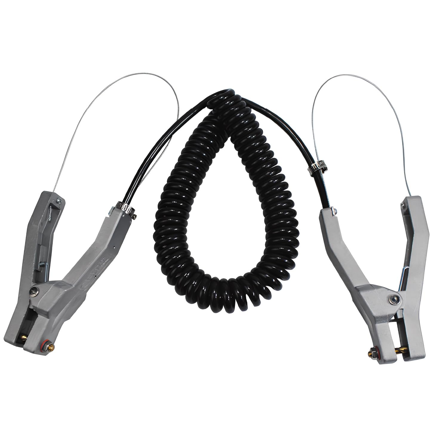 Grounding Clamp with Wire, Aluminum Alloy Anti Static Ground Cable Clamp, 16.4ft Coiled Grounding Wire Cable, 3 Copper Ground Nails, Clamps 23mm, for Gas Station Oil Depot Tank Chemical Plant