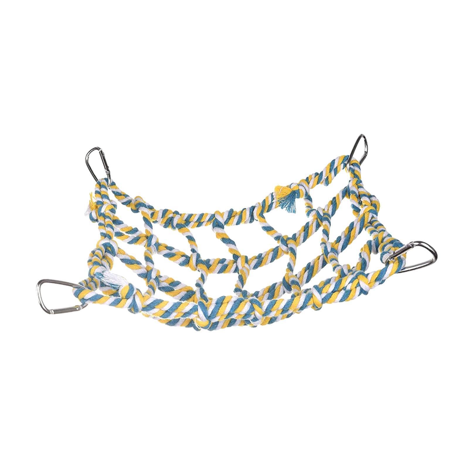 KIOALXZ Pet Hanging Hammock With Bird Rope Net Provides Place For Climbing Encourages Wellness And Enjoyment For Pets Bird Rope Net Cage Decor Accessories , yellow , 32x25cm
