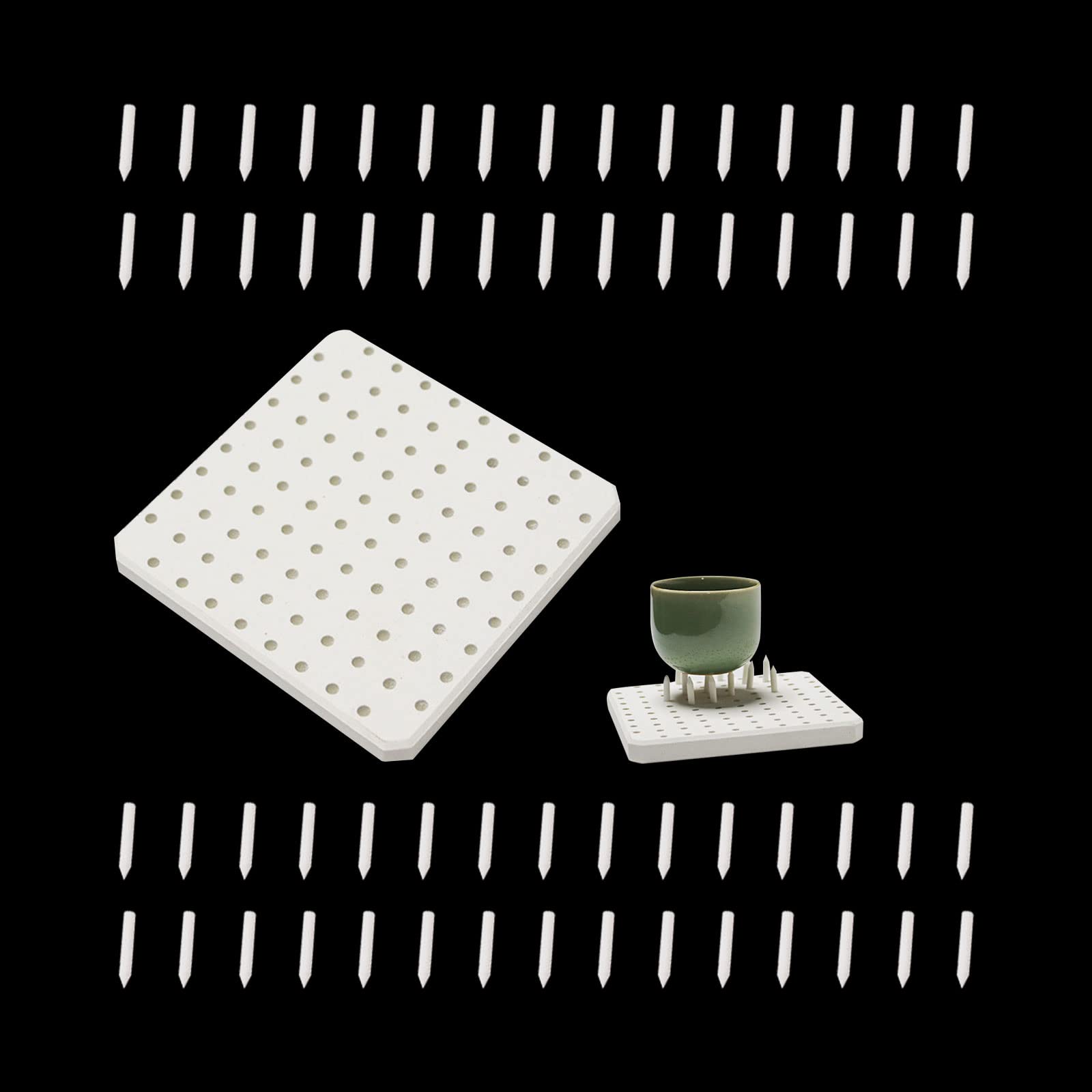 Ceramic Refractory Pad with 96 Point Nails Kiln, Kiln Stilt Support Nail Pottery Kiln Ceramic Refractory Support Pad Pottery Firing Mat High Temperature Resistant Clay Accessories for Ceramic Hobbyist