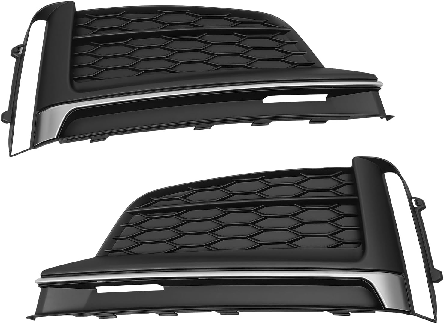 Front Bumper Fog Light Cover Compatible with Audi A5 Sport S5 Sline 2017-2020 Bumper Fog Lights Lamps Grille Cover 8W6807681FRU6, 8W6807681HRU6 Black