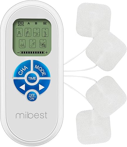 MIBEST Unidad TENS portátil - Masajeador de pulso electrónico - Máquina estimuladora muscular para mujeres y hombres - Estimulador muscular de
