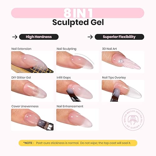 Miniatura 2 de beetles Gel Polish - Gel duro para fortalecer de uñas, escultura de uñas, reparación de uñas rotas, gel esculpidor de color rosa piel, 1.06 onzas
