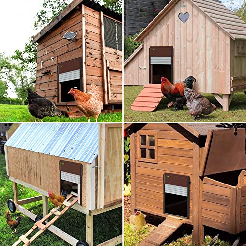 Automatic Chicken Coop Door Solar Powered - Opener Aluminum Auto Chicken Doors with Light Sensor, Timer Mode, Remote Control for Poultry Weatherproof Large