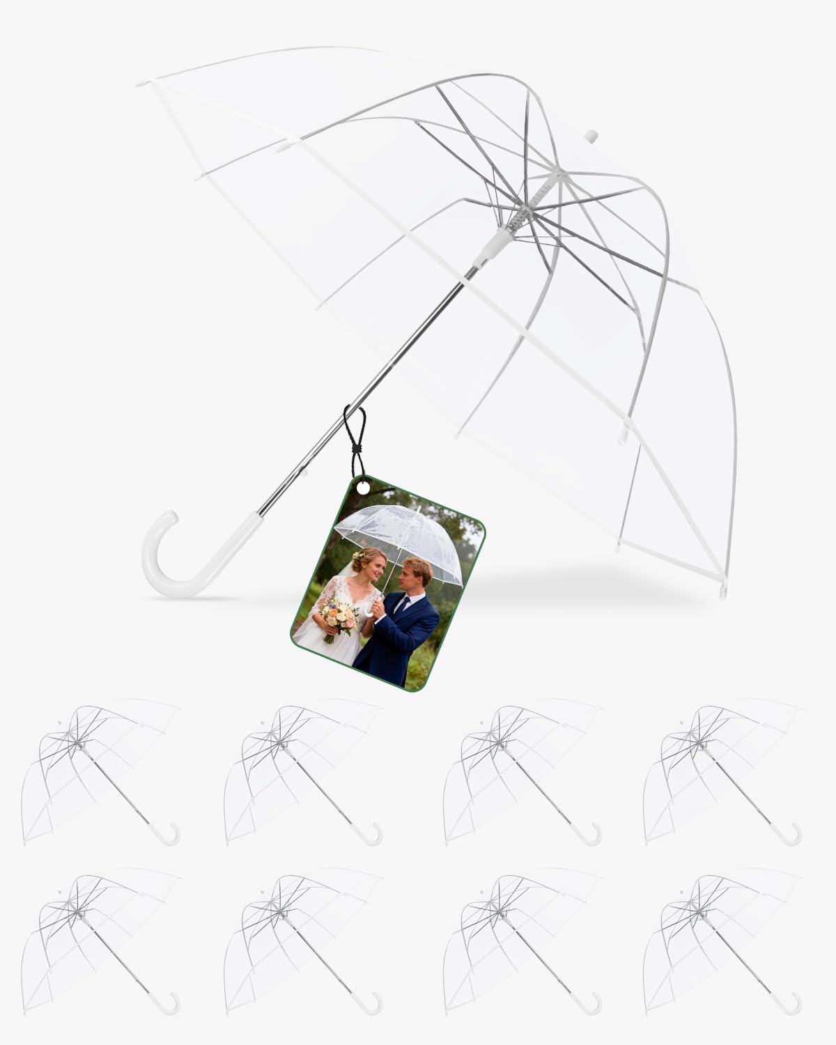 8 Pack Clear Bubble Umbrella - Large Canopy Transparent Dome Coverage Umbrella Bulk | Windproof Clear Umbrellas for Rain | Firm and Durable, Dome Umbrellas for Wedding Bride Groom Photography Golf Outdoor