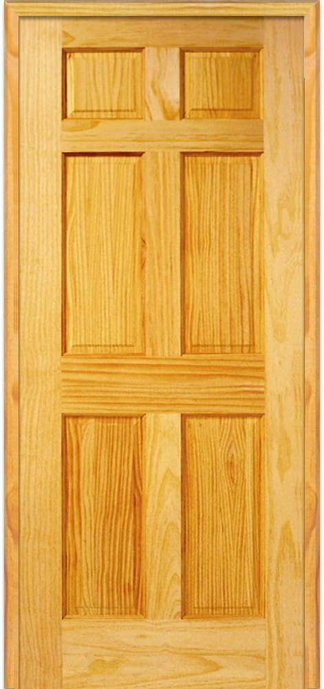 National Door Company ZZ23695L Unfinished Pine Wood 6-Panel 34"x80" Left Hand Prehung Interior Door