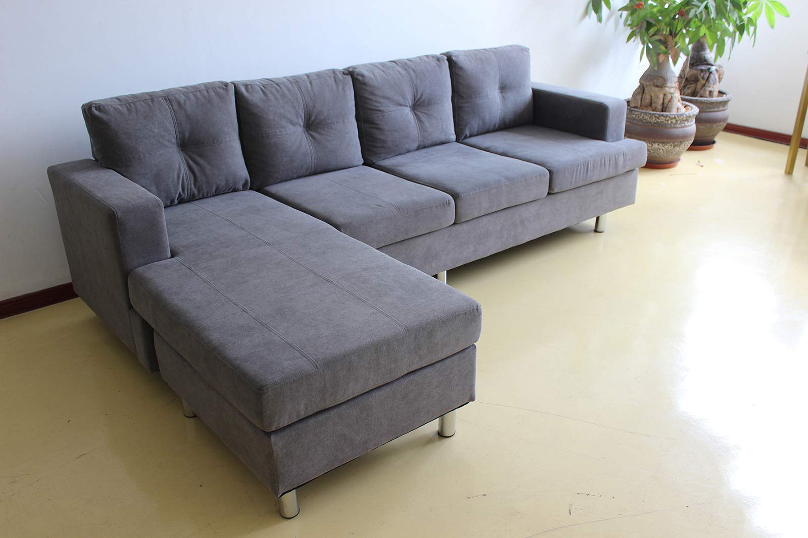Convertible Sectional Sofa Couch Reversible Left or Right Hand LShape