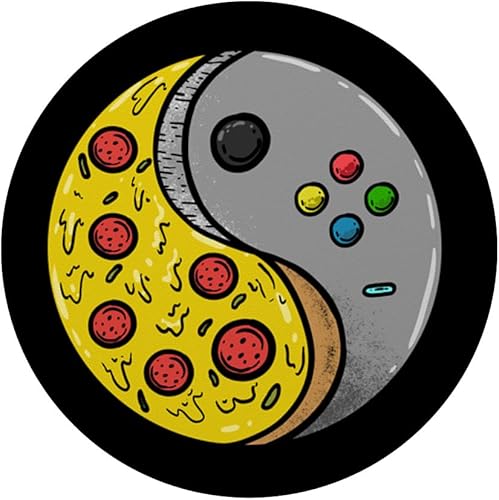 Miniatura 3 de Yin Yang Pizza Controlador de videojuegos Comida Juegos Niños Hombres PopSockets PopGrip Agarre intercambiable para teléfonos y tabletas