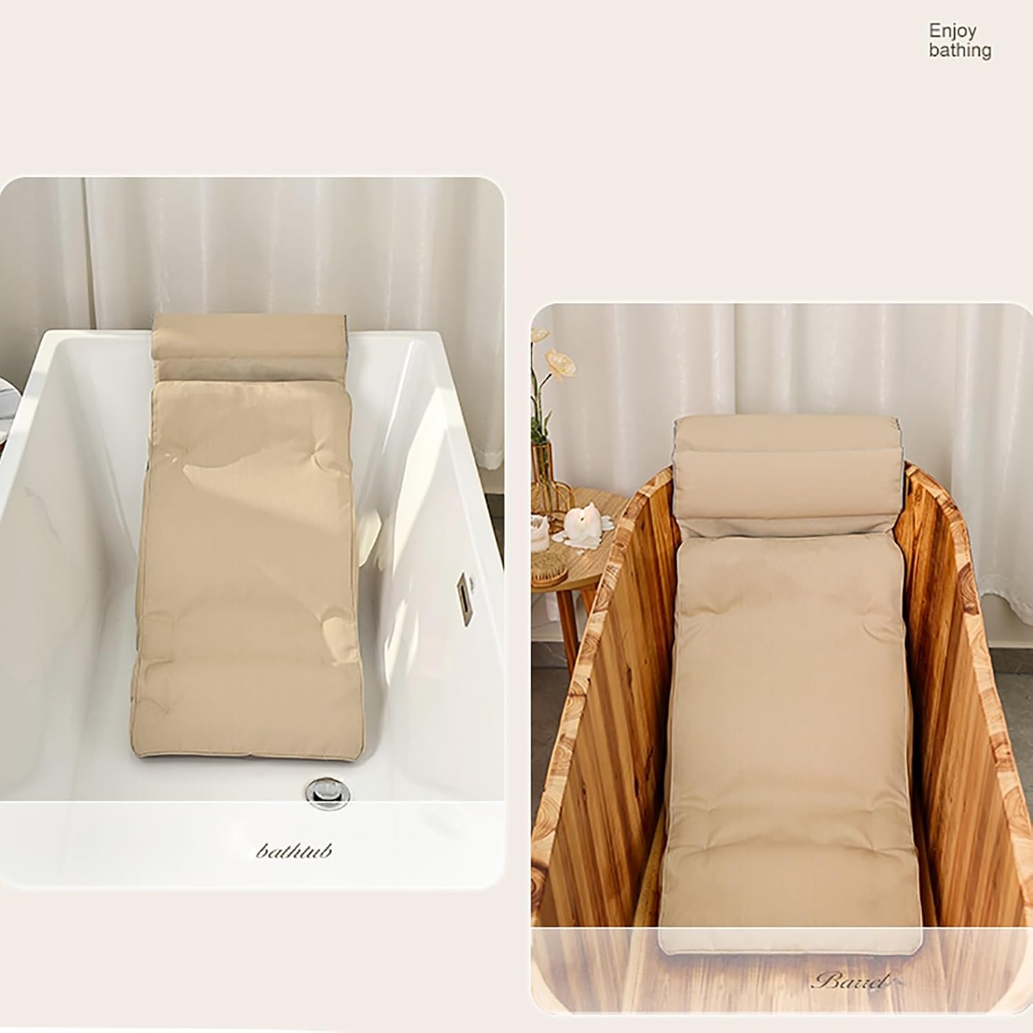 Ergonomic Luxury Bathtub Pillow, Bathtub Pillow Machine Headrest for Soaking & Straight Back Tubs - Bath Accessories