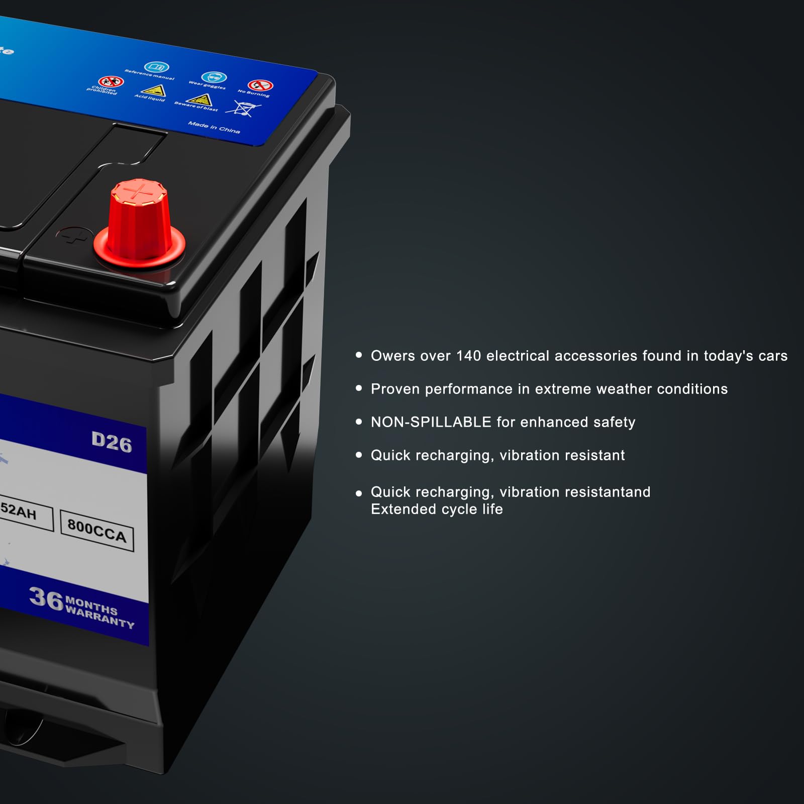 Amazon.com: XingCell BCI Group 24/D26 LiFePO4 Car Battery, 12V