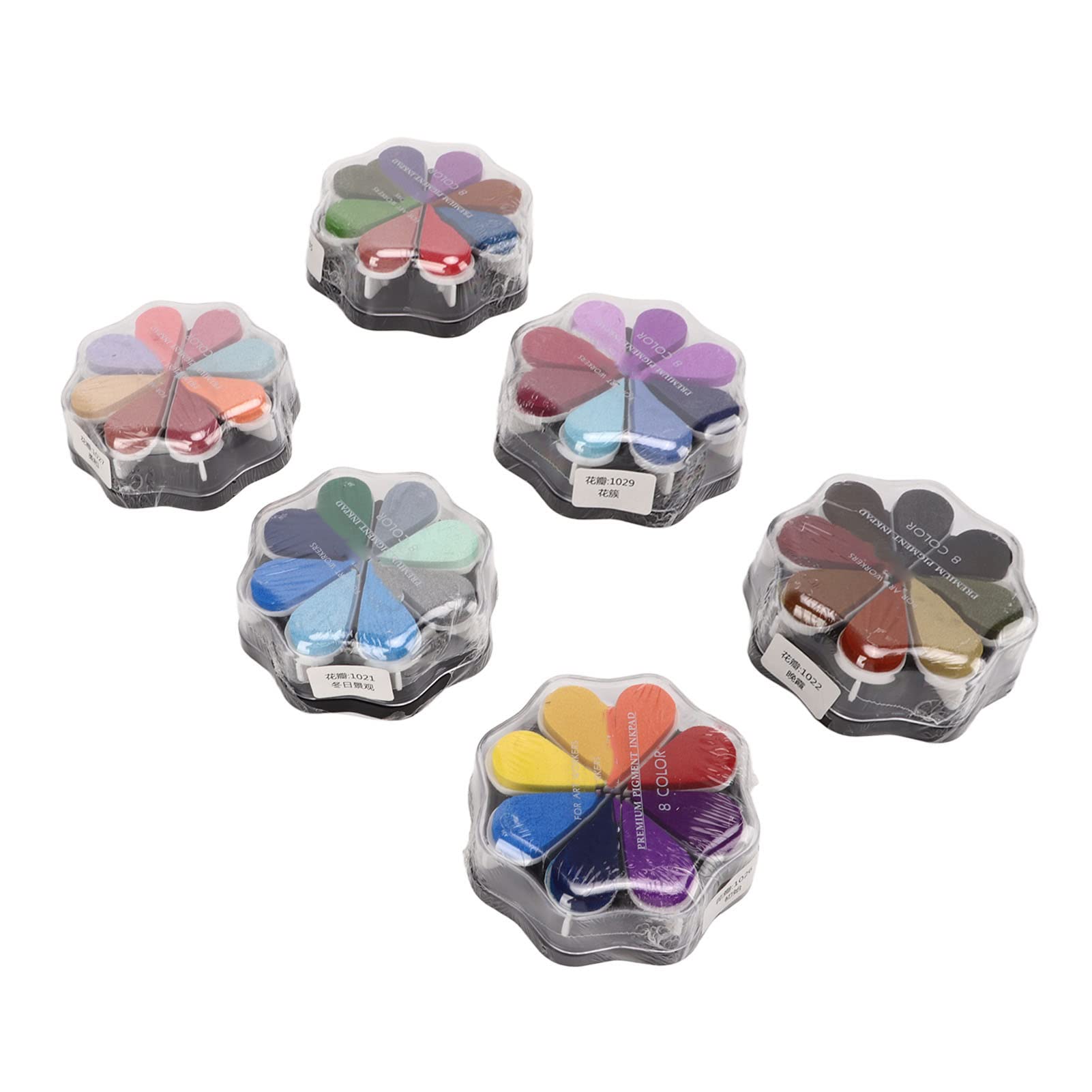 Tampone di inchiostro, 48 tamponi di inchiostro a petalo di colori metallici, confezione individuale Tampone di inchiostro per timbri a forma di fiore da colorare fai-da-te