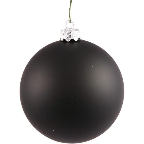 Vickerman 4" Black Matte Ball Ornament - 6 Ornaments per Pack - Shatterproof Plastic - UV Resistant - Holiday Christmas Tree Decoration - Reliable and Durable