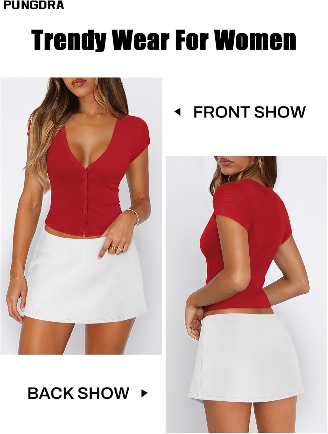 Women's Ribbed Button Down Shirt Cap Sleeve Tops for Women Button Up Knit Slim Fit Casual Y2K Crop Going Out Top - Image 4