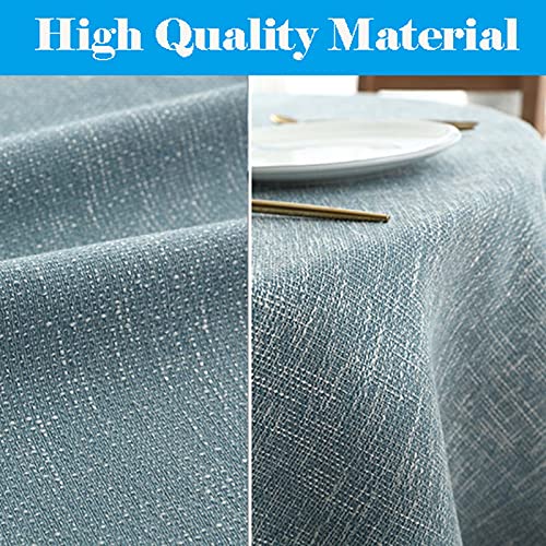 Nappe pour table ronde en lin robuste bleu marine de 130cm - 5