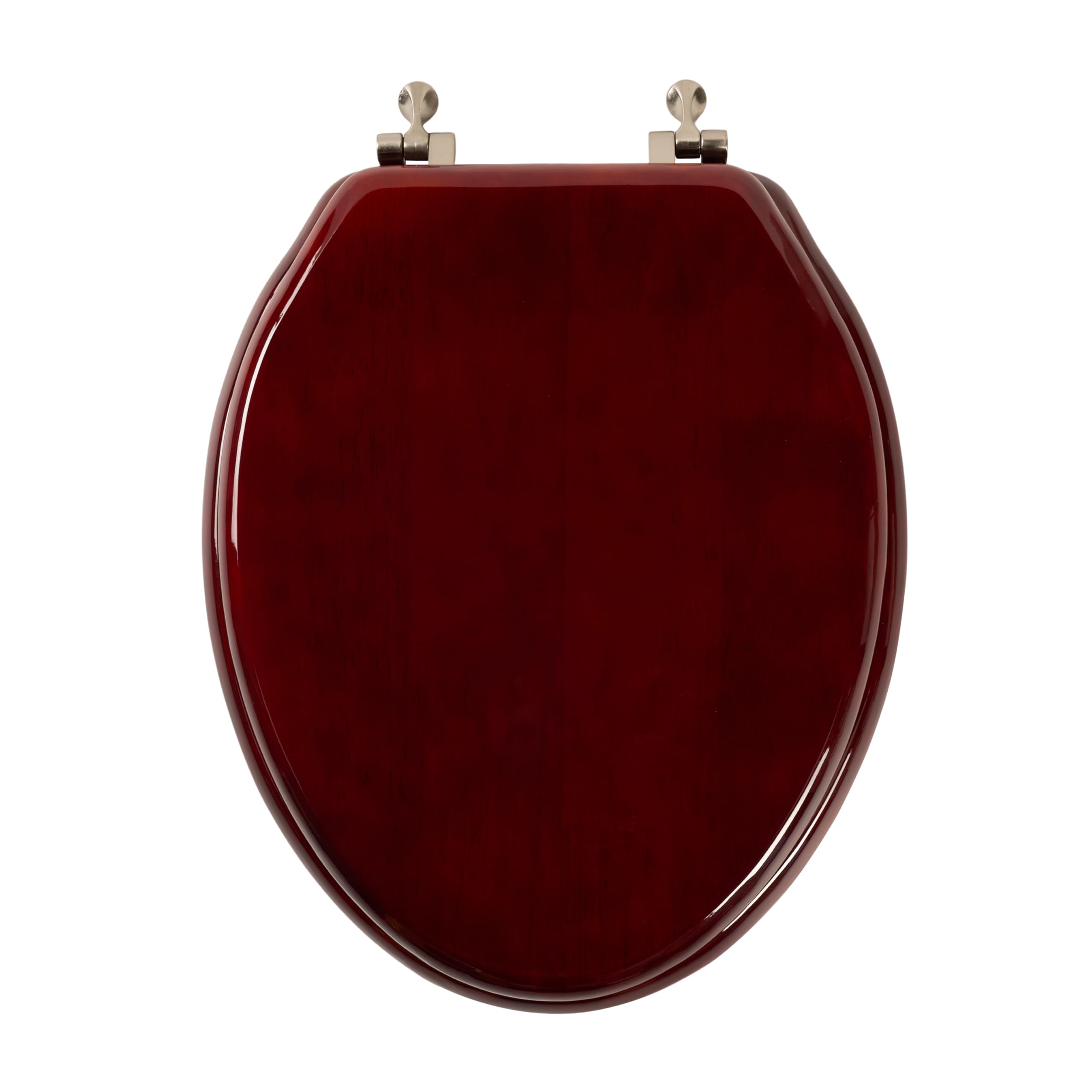 Toilet Seat, Solid Wood, Rubber Wood, High Gloss Finish, Mahogany Red, PIKLiDS (Elongated)