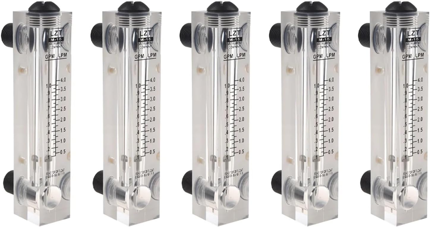 AC88-5X Black Adjustable Knob 0.1-1 GPM Panel Type Water Flow Meter LZM-15