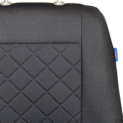 Zakschneider Fundas De Asiento para Renault TRAFIC - Conjunto De Fundas 1+2 - Color Premium Cuadrados Negros