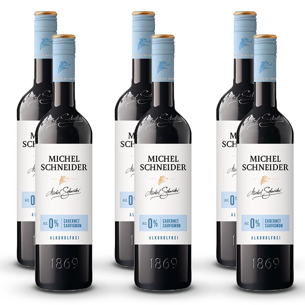 6 Flaschen Michel Schneider Cabernet Sauvignon, alkoholfreier Wein, sortenreines Rotwein Paket (6 x 0,75 l)