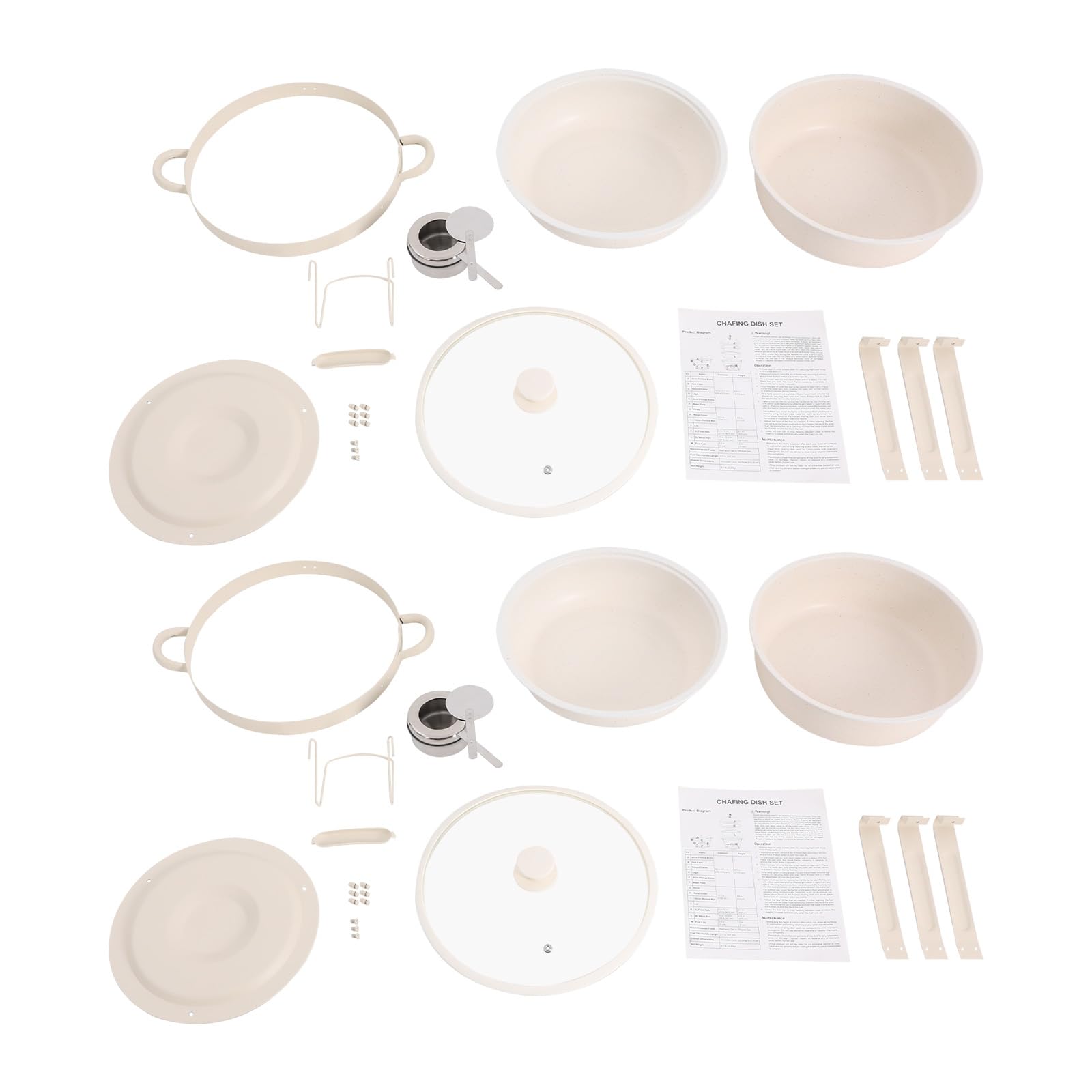 Chafing dish, plato de servir, juego de aparador de 2 piezas 5QT de acero | Set 2 platos 5,5L, acero inoxidable con revestimiento maifanite, vidrio templado, servicio caliente o frío