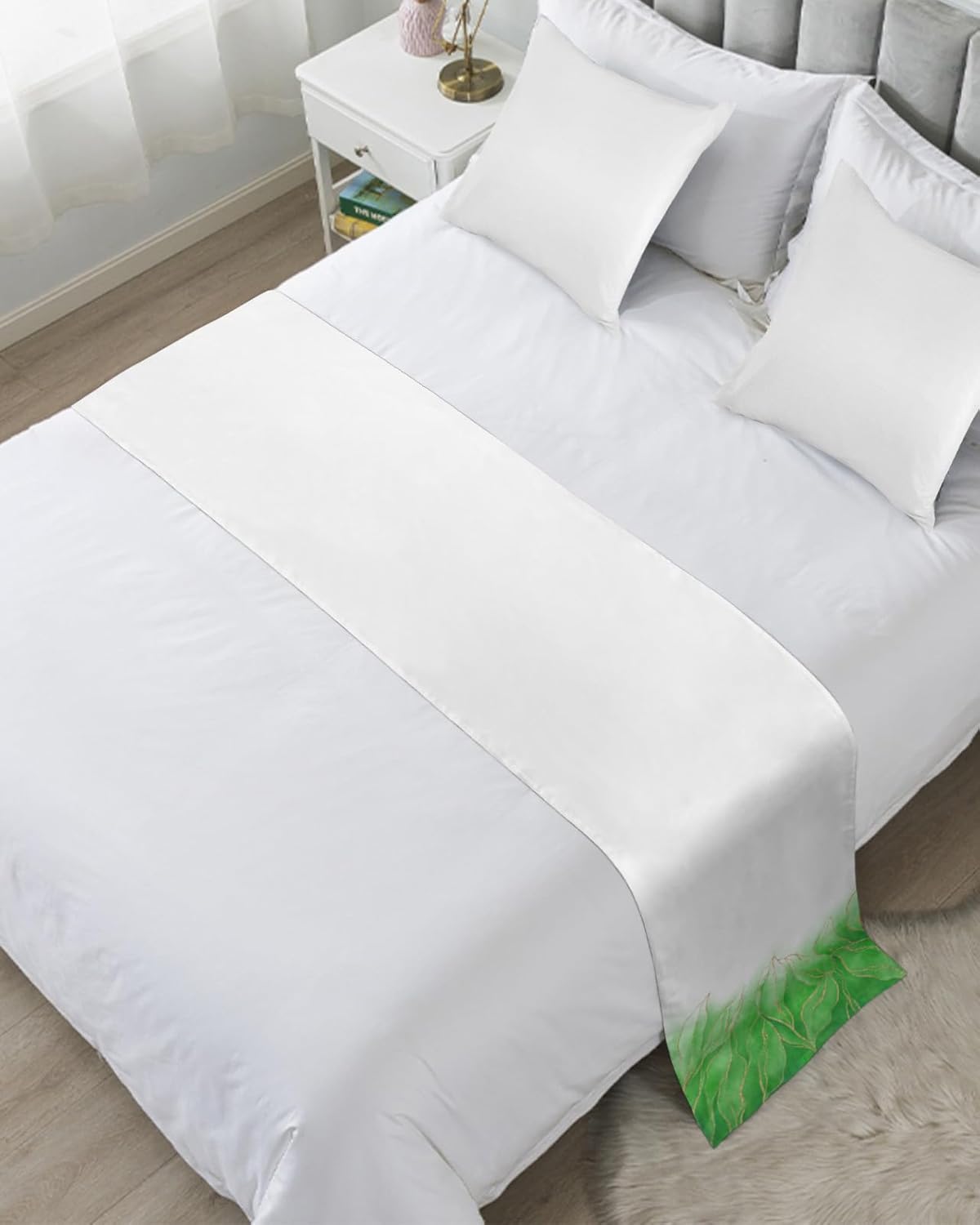 BABE MAPS Bed Runner for Queen Size Bed Abstract Leaves