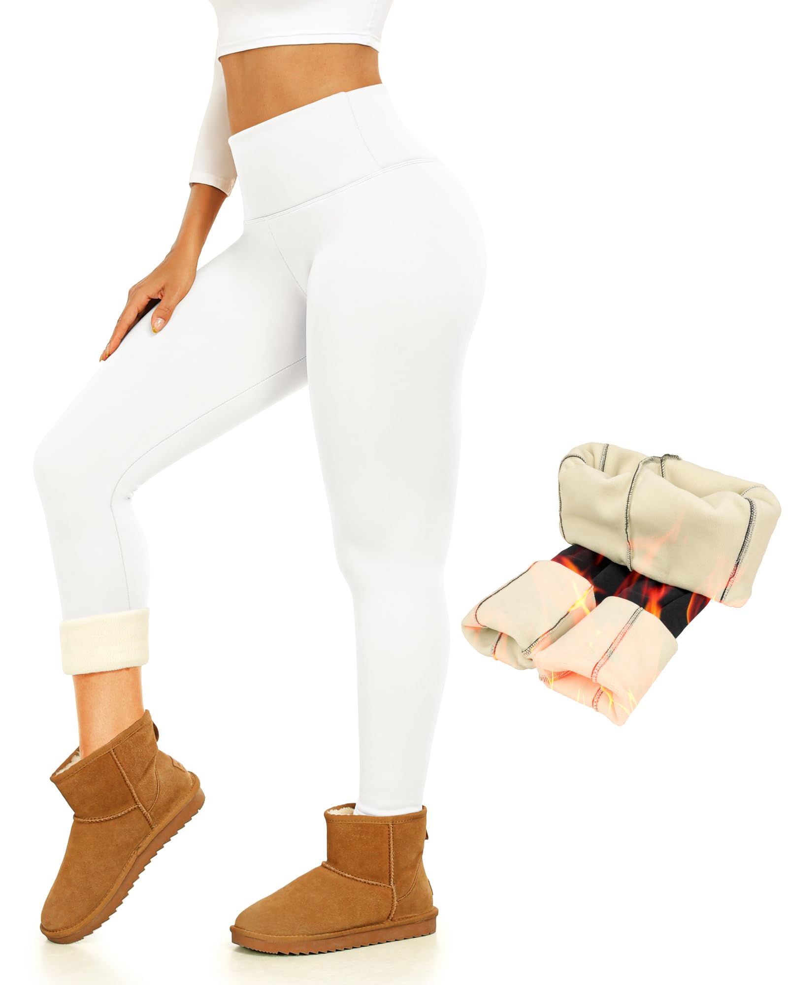 Thermal Thick Fleece Lined Leggings -High Waisted Warm Winter Yoga Pants for Women Running Workout Leggings