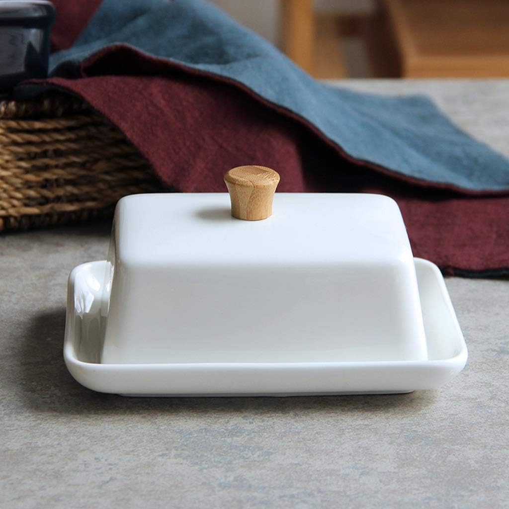 Butter Container Pure White Ceramic Sushi Small Dish Fruit Plate with Lid Fine Dishes Delicate Dish Paste Dish Butter Dish for All Types of Butter